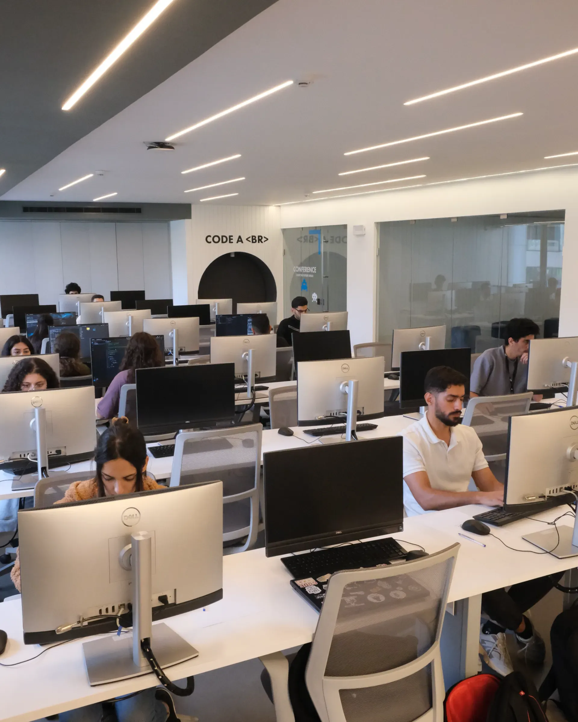 Students coding during the Piscine at 42 Beirut